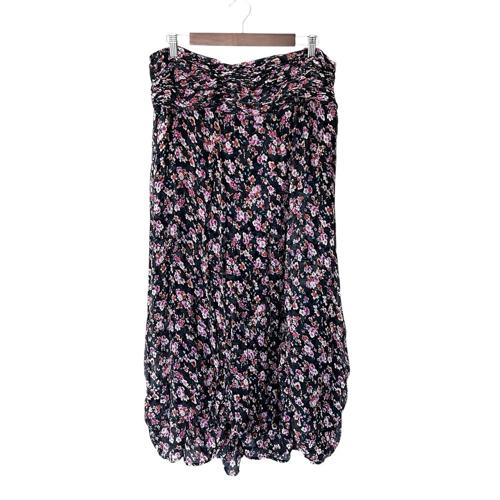 Sundance Skirt Chiffon Silk Ditsy Floral Smocked Maxi Large Boho Romantic Spring